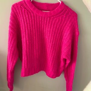 Aeo hot pink fuzzy sweater